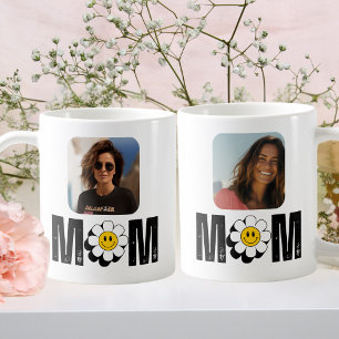 Schattigee Retro Flower & "Mom", Leuk, Aangepaste  Koffiemok