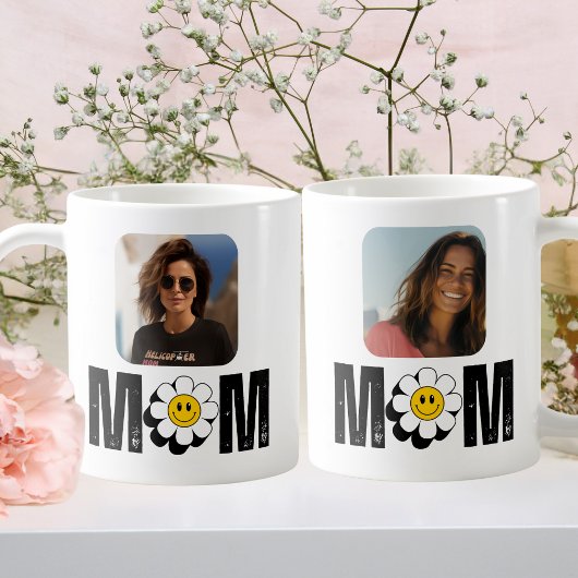 Schattigee Retro Flower & "Mom", Leuk, Aangepaste  Koffiemok