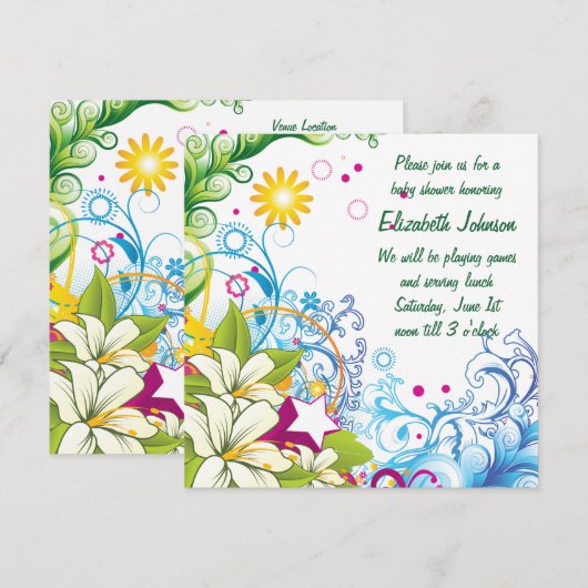 Schattigee Retro Flower Stars Genderneutraal Baby  Kaart (Voorkant / Achterkant)