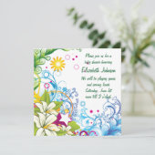 Schattigee Retro Flower Stars Genderneutraal Baby  Kaart (Staand voorkant)