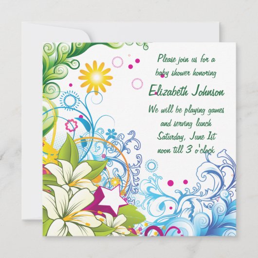 Schattigee Retro Flower Stars Genderneutraal Baby  Kaart (Voorkant)