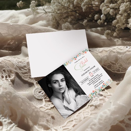 Schattigee Retro Flower Vrijgezellenfeest Foto Kaart