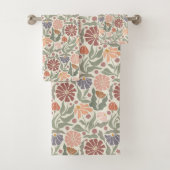 Schattigee Retro Flowers Badhanddoek Set Bad Handdoek (Insitu)