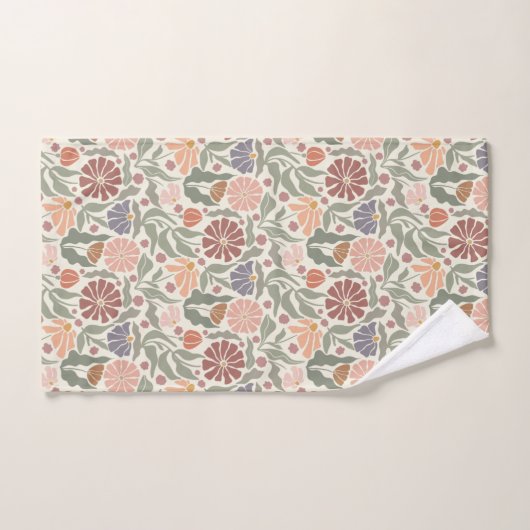 Schattigee Retro Flowers Badhanddoek Set Bad Handdoek (Handdoek)