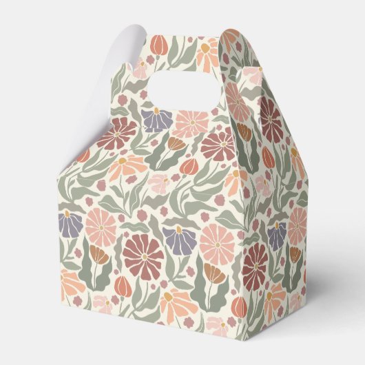 Schattigee Retro Flowers Favor Box Bedankdoosjes (Voorkant Zijde)