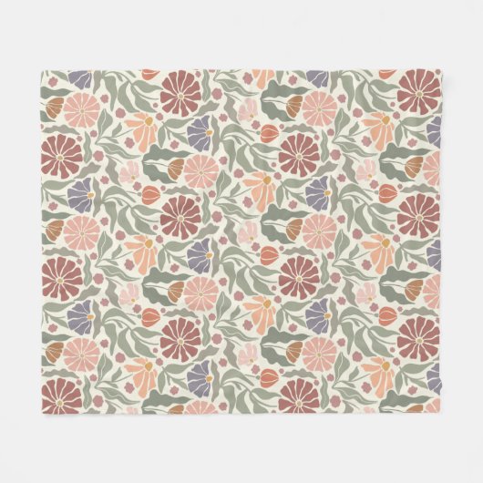 Schattigee  Retro Flowers Fleece Deken (Voorkant (Horizontaal))