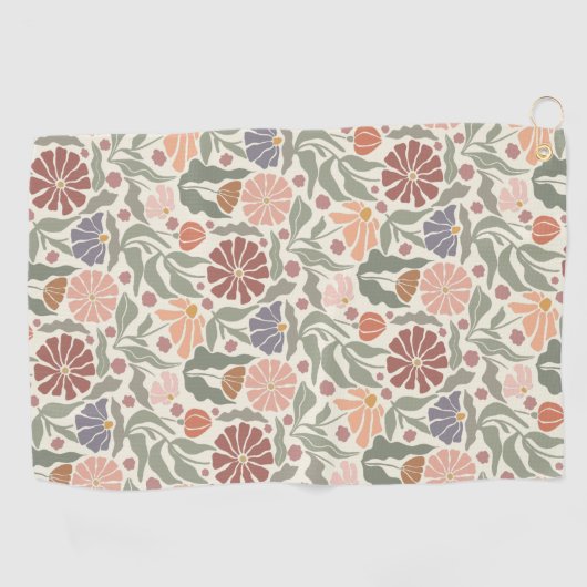 Schattigee  Retro Flowers Golfhanddoek (Horizontaal)
