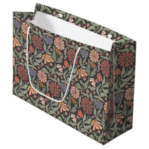 Schattigee  Retro Flowers Grote Gift Bag Groot Cadeauzakje