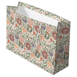 Schattigee  Retro Flowers Grote Gift Bag Groot Cadeauzakje