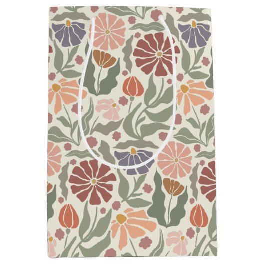 Schattigee Retro Flowers Medium Gift Bag Cadeauzakje (Voorkant)