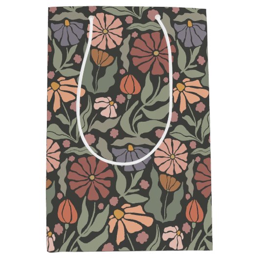 Schattigee  Retro Flowers Medium Gift Bag Medium Cadeauzakje (Voorkant)