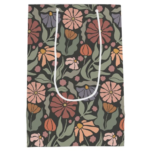 Schattigee Retro Flowers Medium Gift Bag Medium Cadeauzakje (Achterkant)