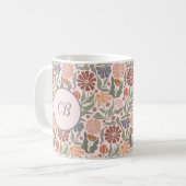 Schattigee  Retro Flowers Monogram Koffie Mok (Voorkant links)