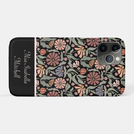 Schattigee  Retro Flowers  naam Case-Mate iPhone Case (Achterkant (horizontaal))