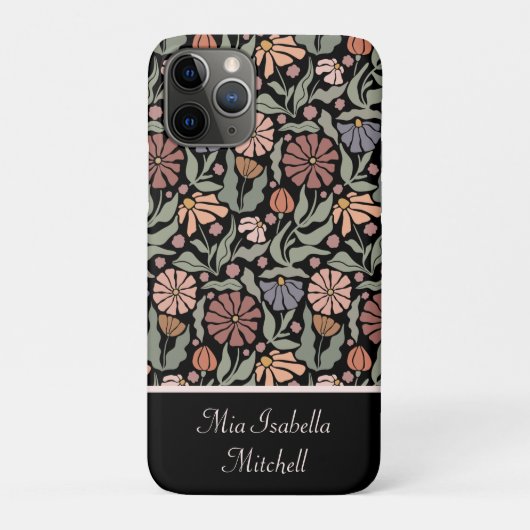 Schattigee Retro Flowers naam Case-Mate iPhone Case (Achterkant)