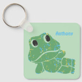 Schattigee Retro Frog Graphic gepersonaliseerd Sleutelhanger (Voorkant)
