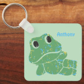 Schattigee Retro Frog Graphic gepersonaliseerd Sleutelhanger (Voorkant)