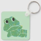 Schattigee Retro Frog Graphic gepersonaliseerd Sleutelhanger (Achterkant)