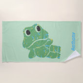 Schattigee Retro Frog Graphic gepersonaliseerd Strandlaken (Voorkant)