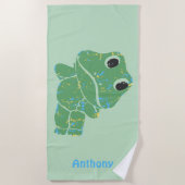 Schattigee Retro Frog Graphic gepersonaliseerd Strandlaken (Voorkant)