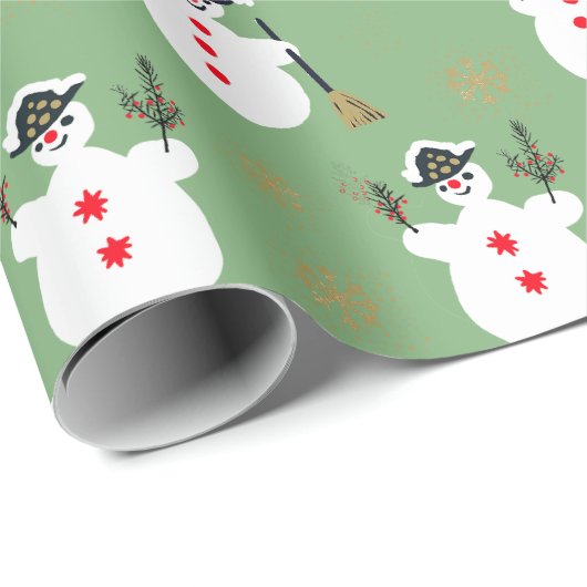 Schattigee Retro Frosty Gold Sage Groen Cadeaupapier (Rol Hoek)