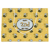 Schattigee Retro Geel Gestreepte Hommel Verjaardag Groot Cadeauzakje (Voorkant)
