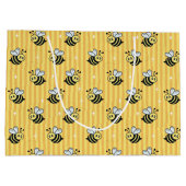 Schattigee Retro Geel Gestreepte Hommel Verjaardag Groot Cadeauzakje (Achterkant)