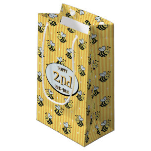 Schattigee Retro Geel Gestreepte Hommel Verjaardag Klein Cadeauzakje