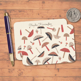 Schattigee Retro -geïnspireerde Midcentury Mushroo Notitiekaartje