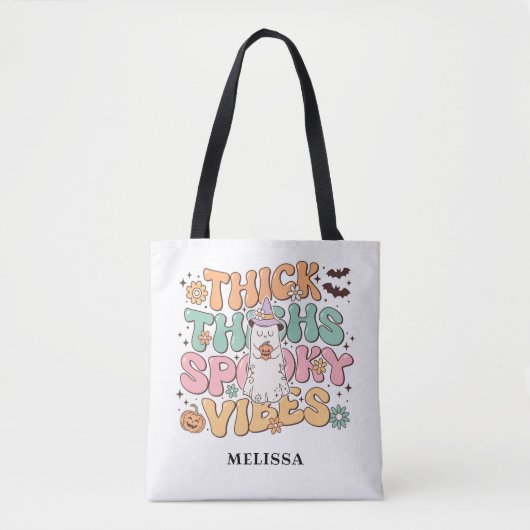 Schattigee Retro Ghost Dikke Dijen Spooky Vibes Tote Bag (Voorkant)