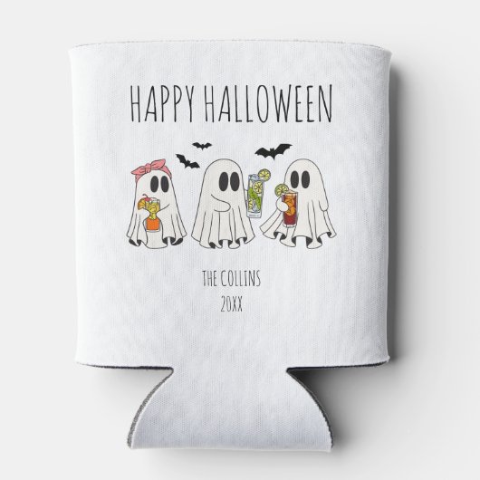 Schattigee Retro Ghost en Cocktails Happy Hallowee Blikjeskoeler (Achterkant)