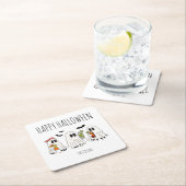 Schattigee Retro Ghost en Cocktails Happy Hallowee Kartonnen Onderzetters (Insitu)