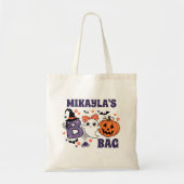 Schattigee Retro Ghost Halloween Trick or treat Bo Tote Bag (Voorkant)