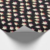 Schattigee Retro Girl Ghost met Roze Haar Bow Cadeaupapier (Hoek)