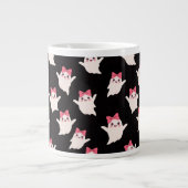 Schattigee Retro Girl Ghost met Roze Haar Bow Grote Koffiekop (Voorkant)