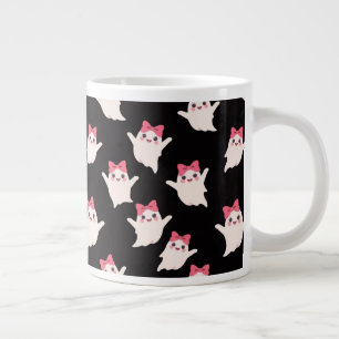 Schattigee Retro Girl Ghost met Roze Haar Bow Grote Koffiekop