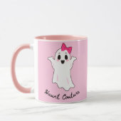 Schattigee Retro Girl Ghost met Roze Haar Bow Mok (Links)