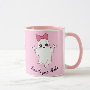 Schattigee Retro Girl Ghost met Roze Haar Bow Mok