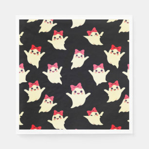 Schattigee Retro Girl Ghost met Roze Haar Bow Servet