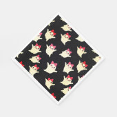 Schattigee Retro Girl Ghost met Roze Haar Bow Servet (Hoek)