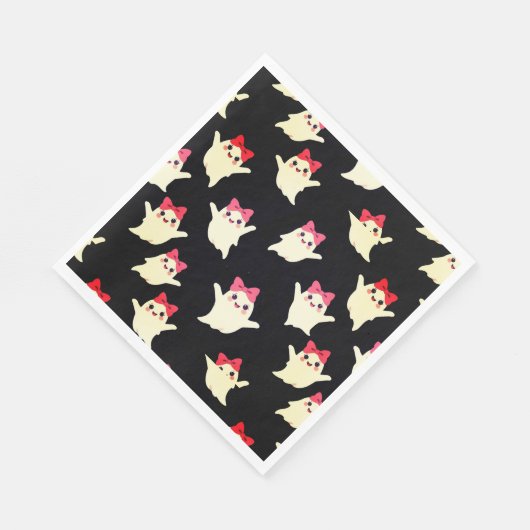 Schattigee Retro Girl Ghost met Roze Haar Bow Servet (Hoek)