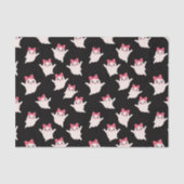 Schattigee Retro Girl Ghost met Roze Haar Bow Tissuepapier (Voorkant)