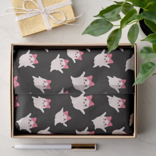 Schattigee Retro Girl Ghost met Roze Haar Bow Tissuepapier (Geschenk)