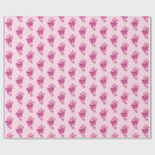 Schattigee Retro Girly Pink Candy Cane met strik Cadeaupapier (Vlak)