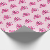 Schattigee Retro Girly Pink Candy Cane met strik Cadeaupapier (Hoek)