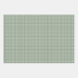 Schattigee Retro Green Plaid Pattern Gingham Inpakpapier Vel