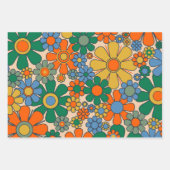 Schattigee Retro grillige bloemen & strepen Inpakpapier Vel (Voorkant 3)