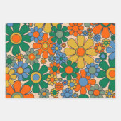 Schattigee Retro grillige bloemen & strepen Inpakpapier Vel (Voorkant)