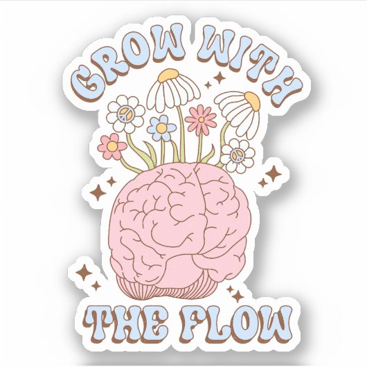 Schattigee retro groeien met de flow vinyl Sticker (Voorkant)