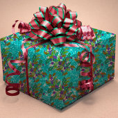 Schattigee retro groene bladeren feestdagen aqua cadeaupapier